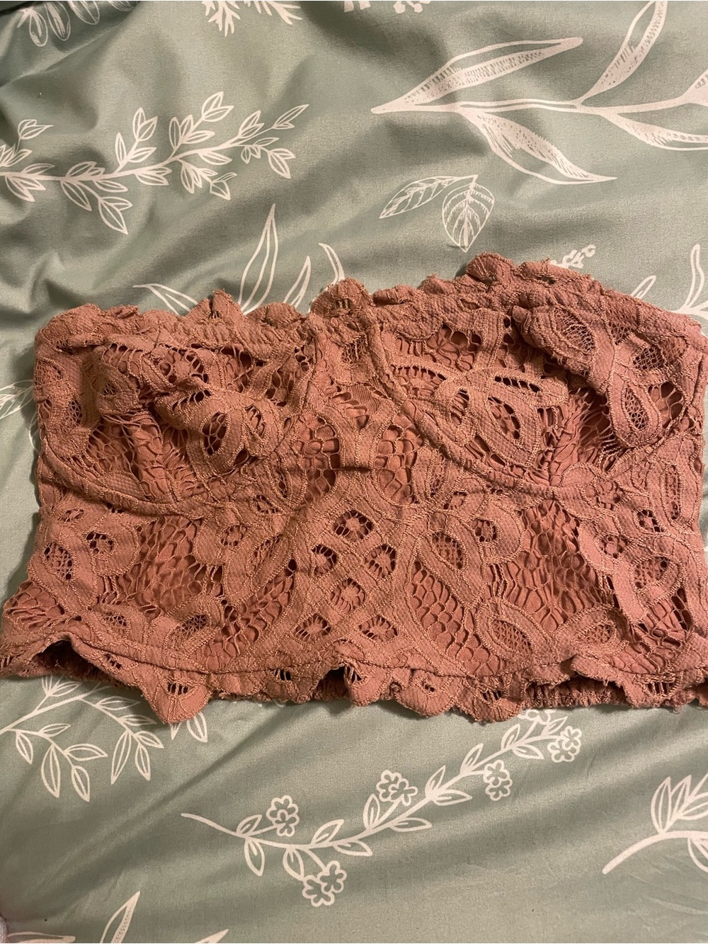 Free People Mauve Crochet Lace Bandeau Top